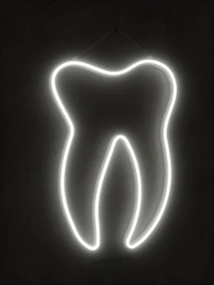 Neonzahn, hängend, weiss