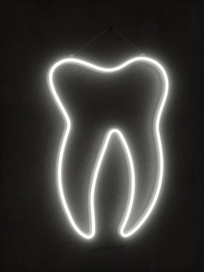 Neonzahn, hängend, weiss